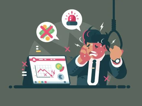 Trader in panic and anxiety Stock Illustration