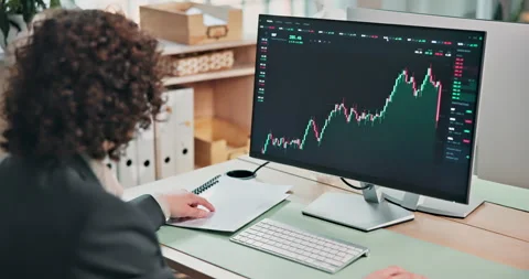 Trader, thinking and man with computer screen in office, data analysis and Stock Footage 341571896
