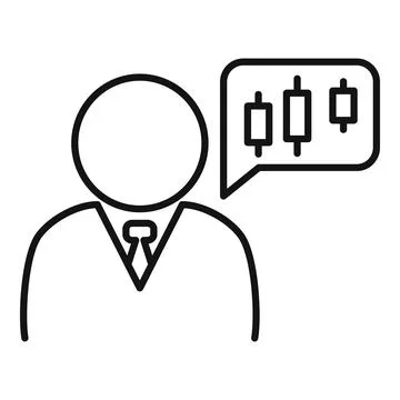 Trader thinking icon, outline style Stock Illustration