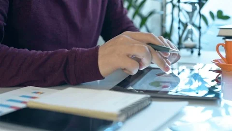 Trader Using Touch Pad Stock Footage 75257440
