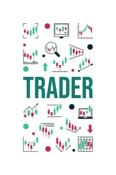 Trader vector Crypto Trading flat vertical illustration or banner Stock Illustration