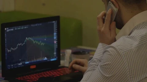 Trader at work. bitcoin trade Stock Footage 84781046