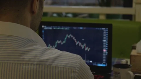 Trader at work. bitcoin trade Stock Footage 84781619