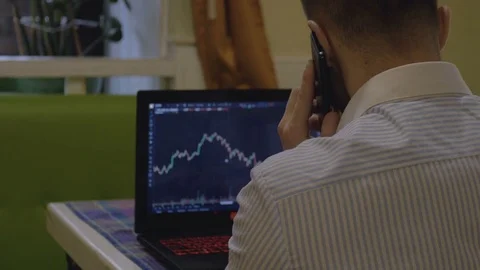 Trader at work. bitcoin trade Stock Footage 84782065