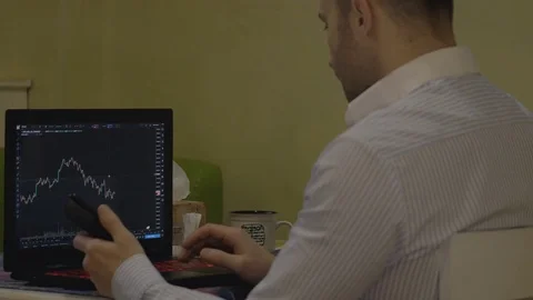 Trader at work. bitcoin trade Stock Footage 84782222