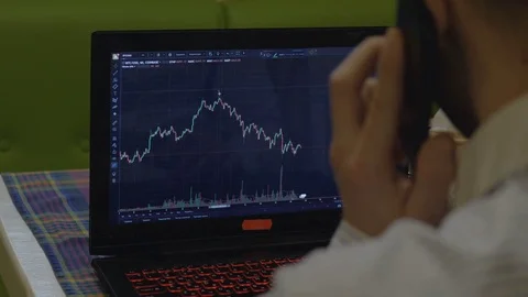Trader at work. bitcoin trade Stock Footage 84782556