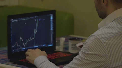 Trader at work. bitcoin trade Stock Footage 84782976