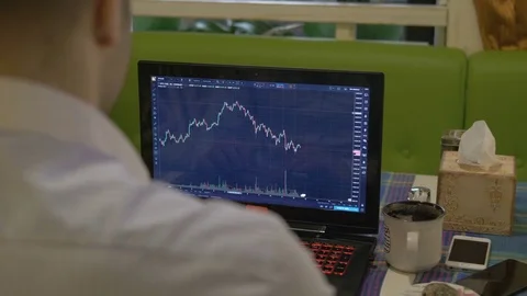 Trader at work. bitcoin trade Stock Footage 84783883