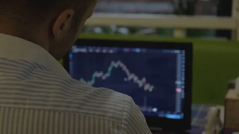 Trader at work. bitcoin trade Stock Footage 84784348