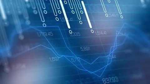 Traders analyze charts and graphs for market trends and data interpretation in Illustrazione stock