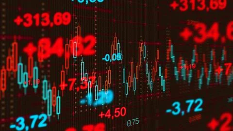 Traders analyze charts and graphs to make financial decisions in a busy market Stock Illustration