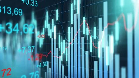 Traders analyze charts and graphs for financial data at a trading desk Stock Photos
