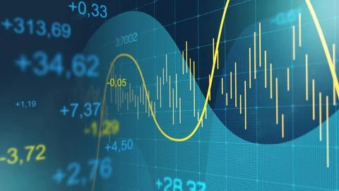 Traders analyze charts with graphs and data in financial market Illustrazione stock