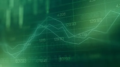 Traders analyze charts with graphs showing market trends and price movements at Stock Illustration