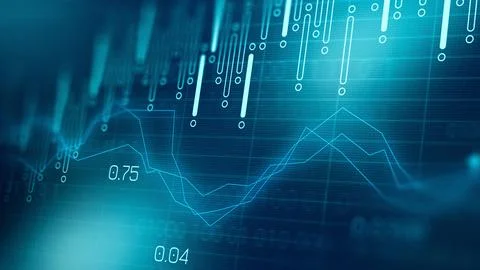 Traders analyze financial data using charts and graphs in a digital environment Stock Illustration