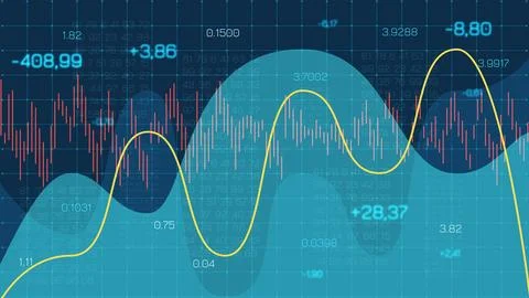 Traders analyze graphs and charts to make investment decisions in a trading Stock Illustration