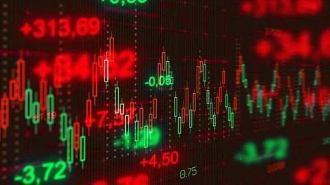 Traders analyze market trends on digital trading charts with various indicators Stock Illustration
