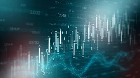 Traders analyze market trends through detailed charts and graphs at their Stock Illustration