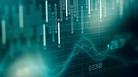 Traders analyze market trends using charts and graphs during trading session Stock Illustration