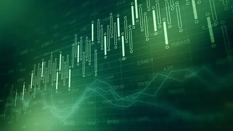 Traders analyze market trends using charts and graphs in a digital environment Stock Illustration
