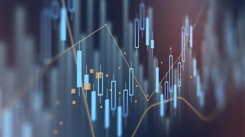Traders analyze market trends using various charts and data in a trading setup Ilustración de archivo