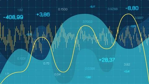 Traders analyze market trends using detailed charts and data representations Stock Illustration