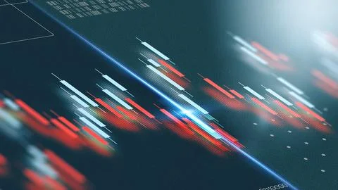 Traders analyze market trends using charts and graphs in a trading setup Stock Illustration