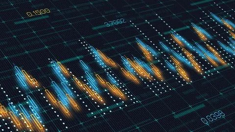 Traders analyze market trends using charts and graphs on digital display 库存照片