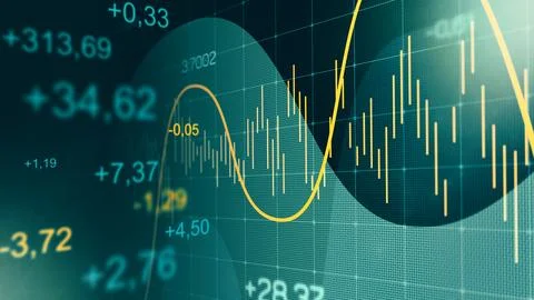 Traders analyze price movements on digital graphs during market hours Stock Illustration
