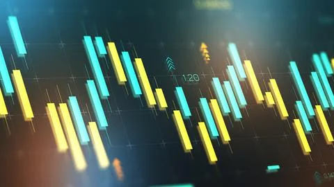 Traders analyze stock exchange chart with data points and trading indicators Stock Photos