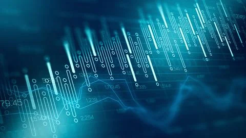 Traders focus on market data with graphs and charts during an active trading 스톡 일러스트