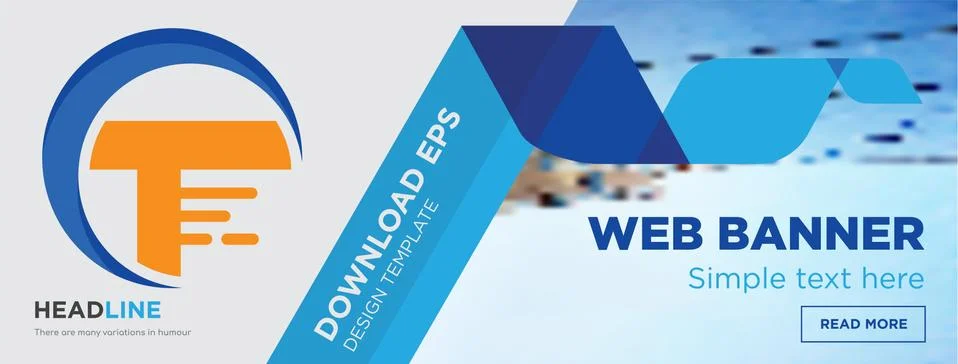 Traders horizontal webpage banner template design with flat icon and blue Free Stock Illustration
