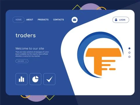 Traders Landing page website template design Free Stock Illustration