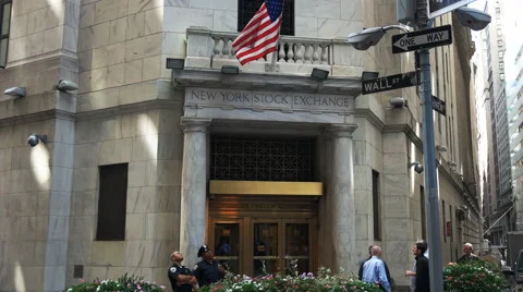 Traders outside the stock exchange on wall street, nyc Stock Footage 58585782