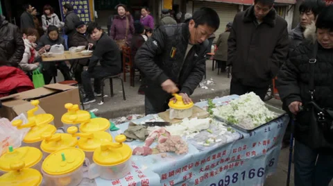 Traders in temple fair during The Spring Festival Stock Footage 34331397