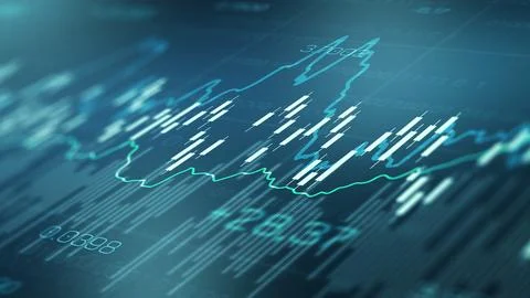 Traders use charts to analyze data and predict market trends in real time Stock Illustration