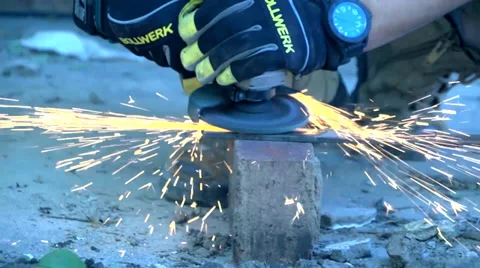 Tradesman using a Grinder Stock Footage 35769585