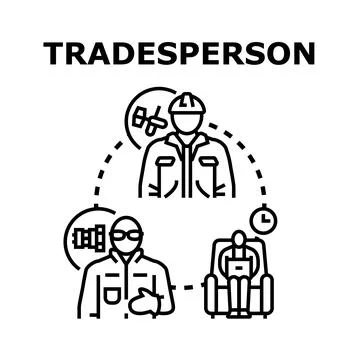 Tradesperson skilled worker occupation development concept Stock Illustration