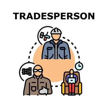 Tradesperson skilled worker occupation development concept Stock Illustration