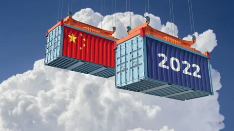 Trading 2022. Freight container with China national flag. Stock Footage 167764168