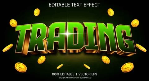 Trading 3d vector text effect with modern style design Stock Illustration