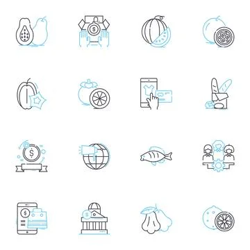Trading activities linear icons set. Stocks, Forex, Commodities, Futures Stock Illustration