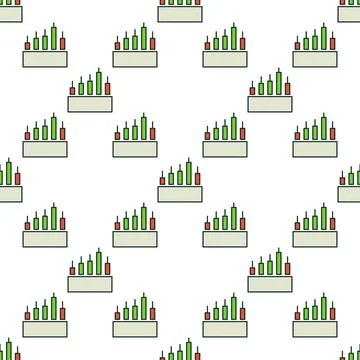 Trading Analysis Candlestick Chart vector Candle Graph colored seamless patte Illustrazione stock