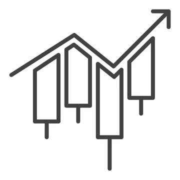 Trading Analysis vector Candlestick Chart with arrow icon or sign in outlin.. イラスト素材