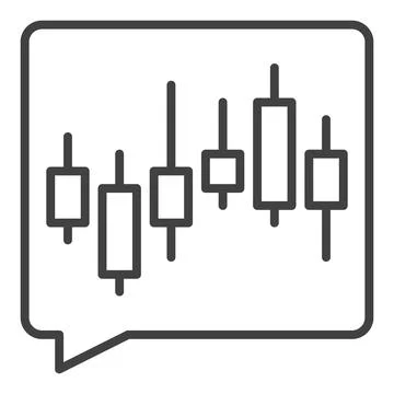 Trading Analysis vector Candlestick Chart in Speech Bubble icon or sign in .. Illustrazione stock