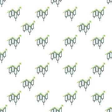 Trading Analysis vector Candlestick Chart with arrow seamless pattern in ou.. 스톡 일러스트