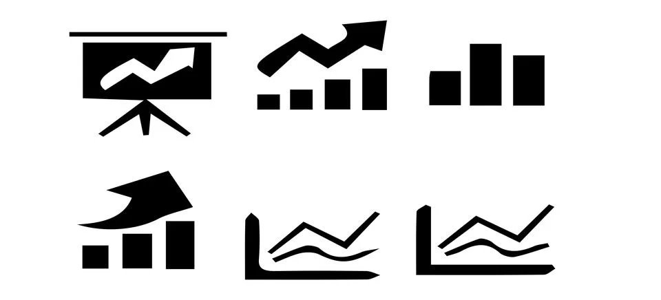 Trading Analytics Chart Symbol Icon Set Stock Illustration