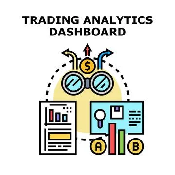 Trading analytics dashboard for market data analysis and business strategy Stock Illustration