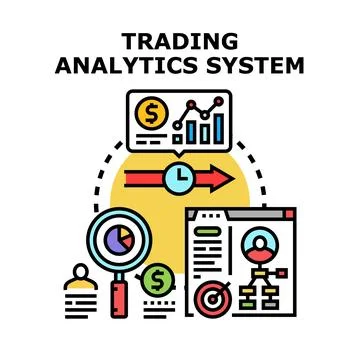 Trading analytics system creating financial data strategy Stock-Illustration