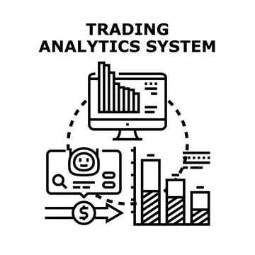 Trading analytics system evaluating financial market data 库存插图
